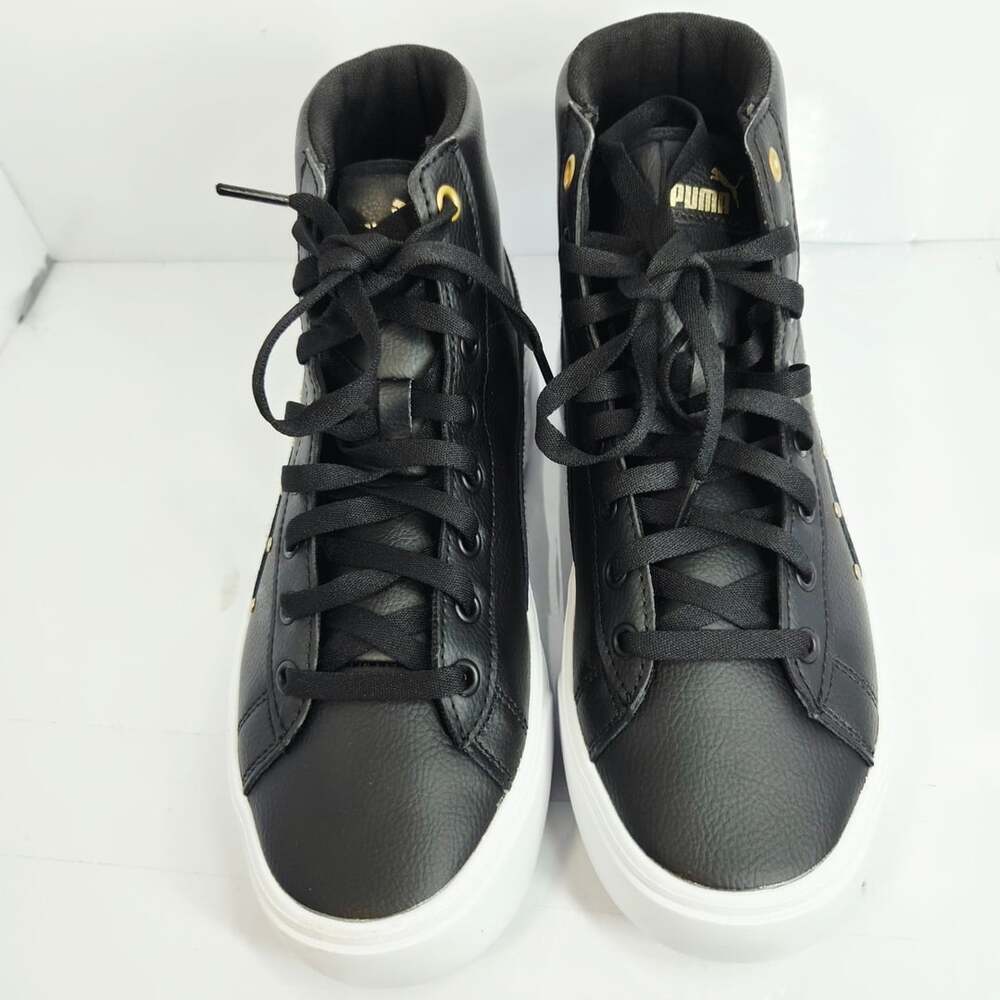 Puma Kaia Mid Stud Size 10 Black Leather High Top Sneakers